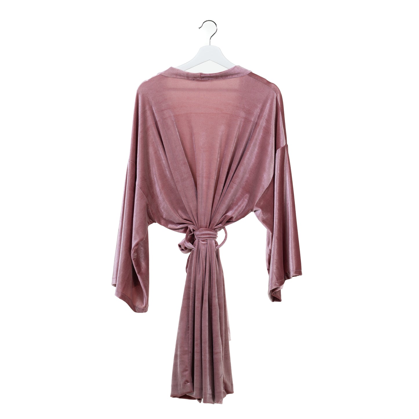 Natalie Anderson handmade velvet Robe with tie closure, blush pink - back view